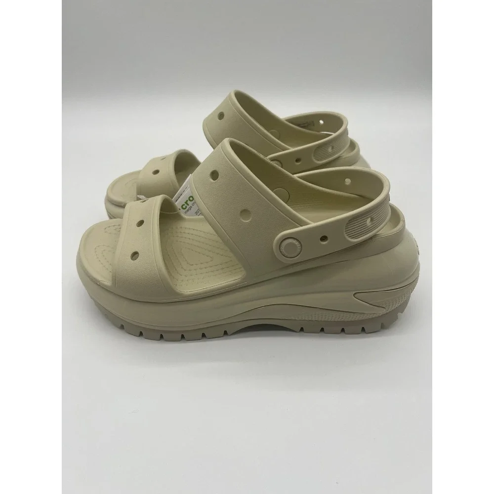 Crocs Mega Crush Sandal Bone Platform Two Strap Lug Sole  Womens 11 Mens 9